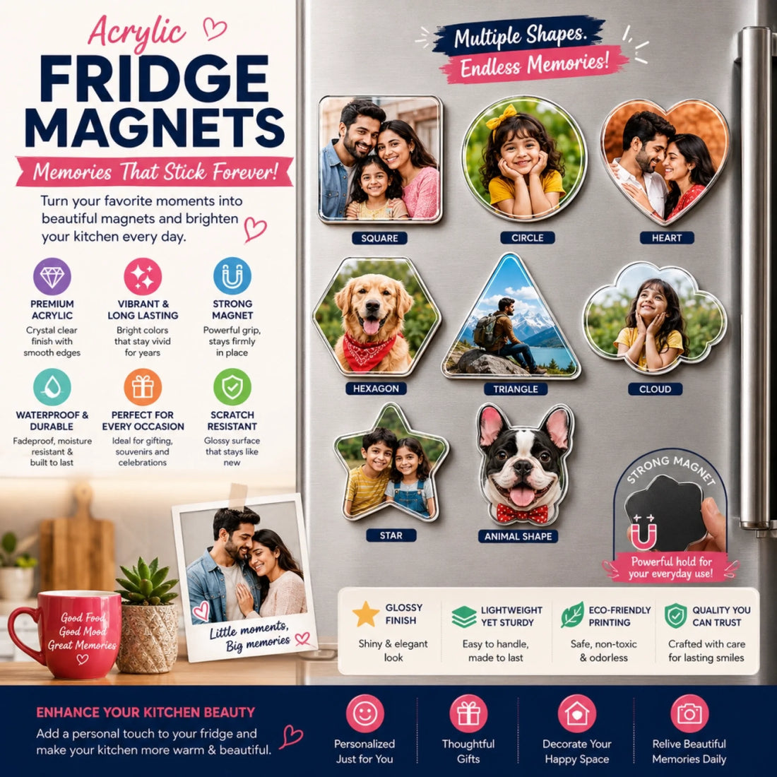 3 Octagon Shape magnets