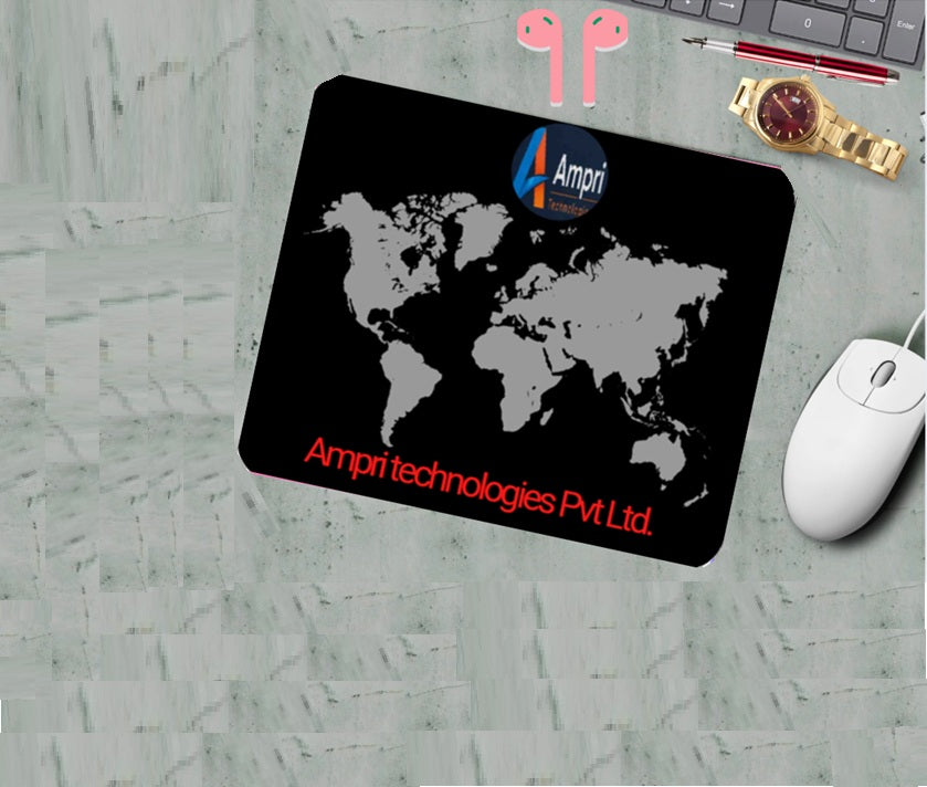 World Map and Company Logo Mouse Pad