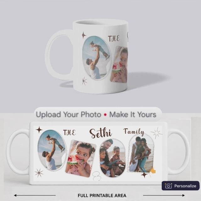 Personalized Family Name Multi Photo Mug