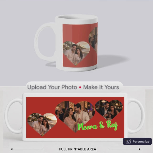 Personalised Red Heart Photo Mug