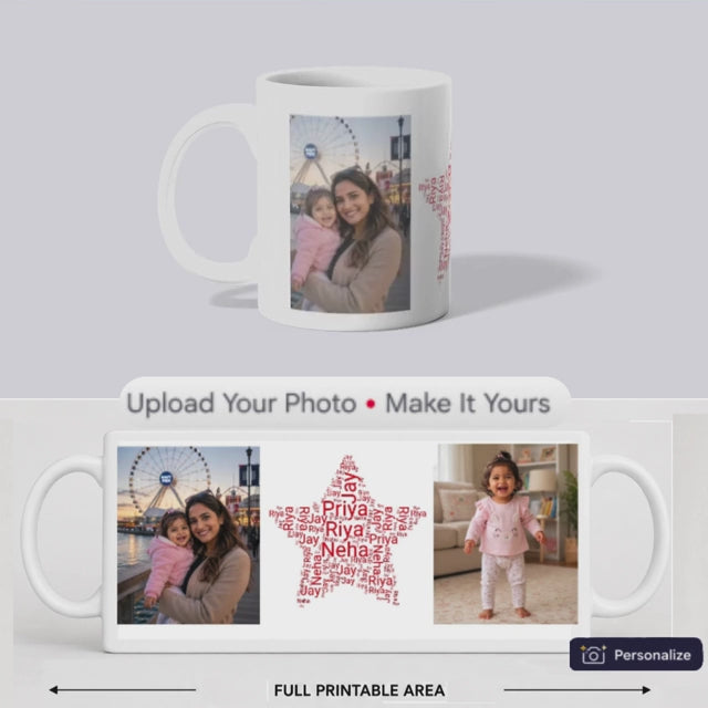 Personalized STAR Word Cloud Photo Mug