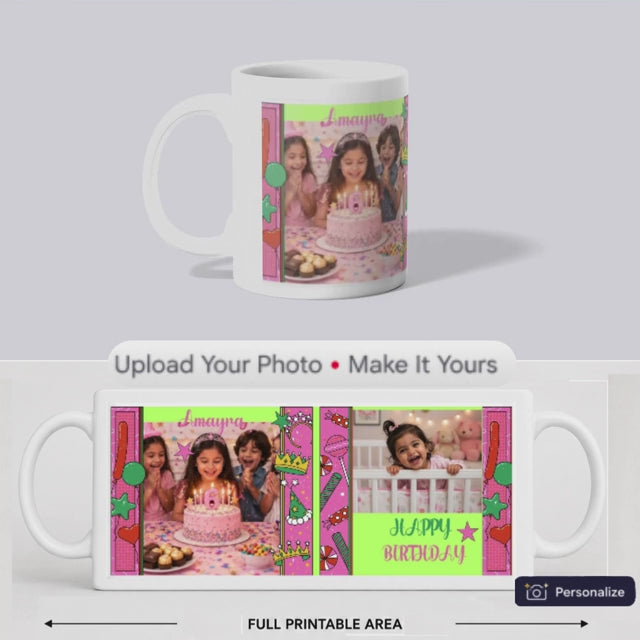 Pink & Green Playful Birthday Mug